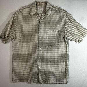 CRB Khakis Shirt Mens M Linen Blend Short Sleeve Button Up Pocket